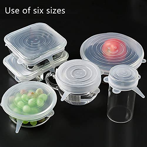 Hylotele Stretch Cover 5pcs Silicone Stretch Cover Lid Microwave Cover BPA Free Various Sizes Cover for Pots Pans Bowls
